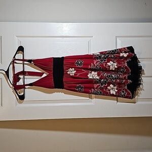 Speechless Red Halter Dress Crinoline Tie Back Size S